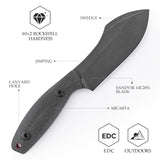 Pumpkin-BM Full-tang Straight Fixed Blade Knife, 3.9‘’14C28N Steel Stonewash Blade, Micarta Handle