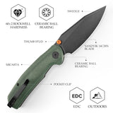 Hornet Pro-GM Button Line Lock EDC Folding Pocket Knife,3.34" 14C28N Steel Blade,Micarta Handle