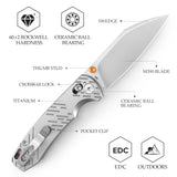 Firefly Ultra-S Crossbar Lock EDC Folding Pocket Knife,2.99" M390 Steel Blade,Titanium Handle