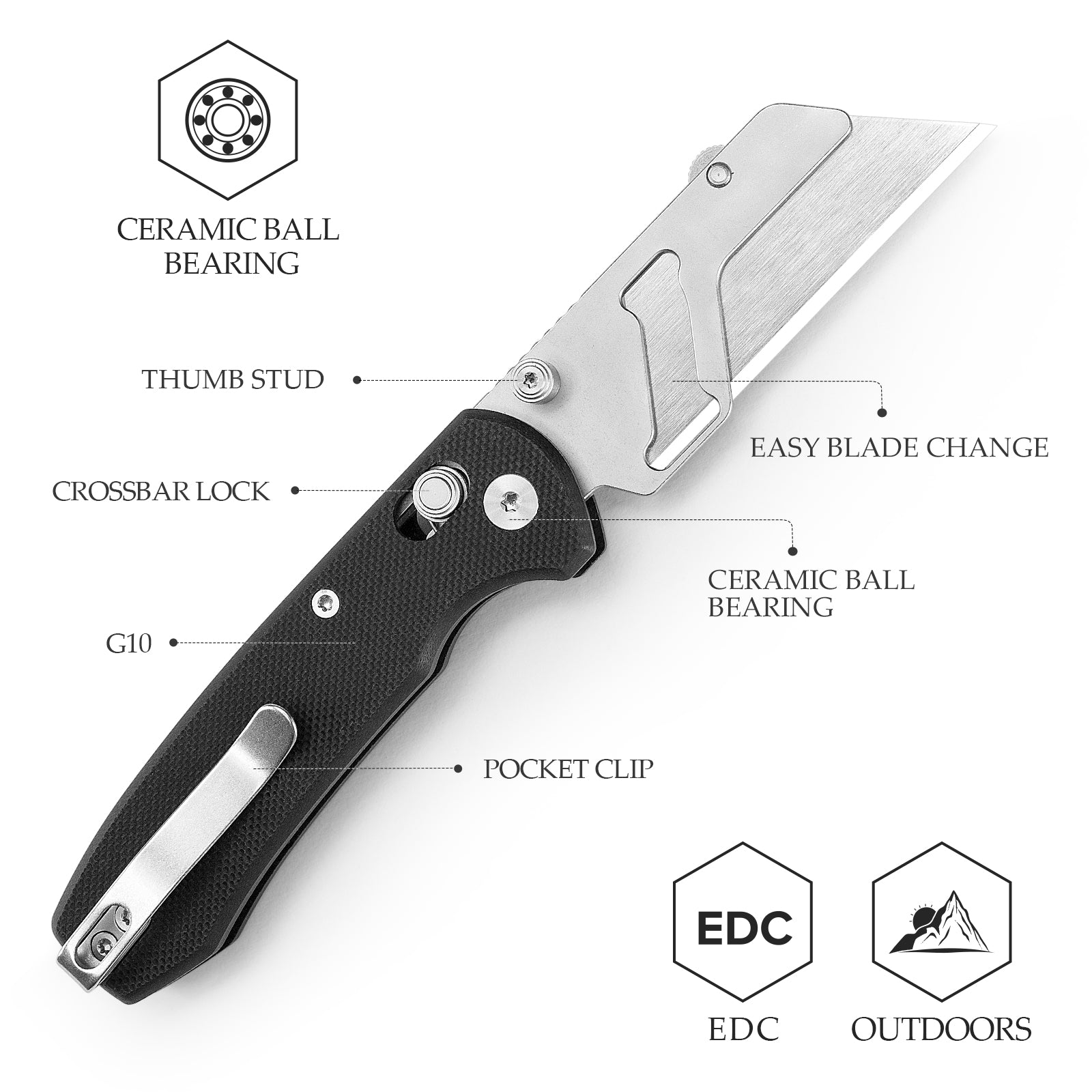 Puppy BG Crossbar Lock EDC Folding Pocket Knife,2.62'' SK5 Blade,G10 Handle