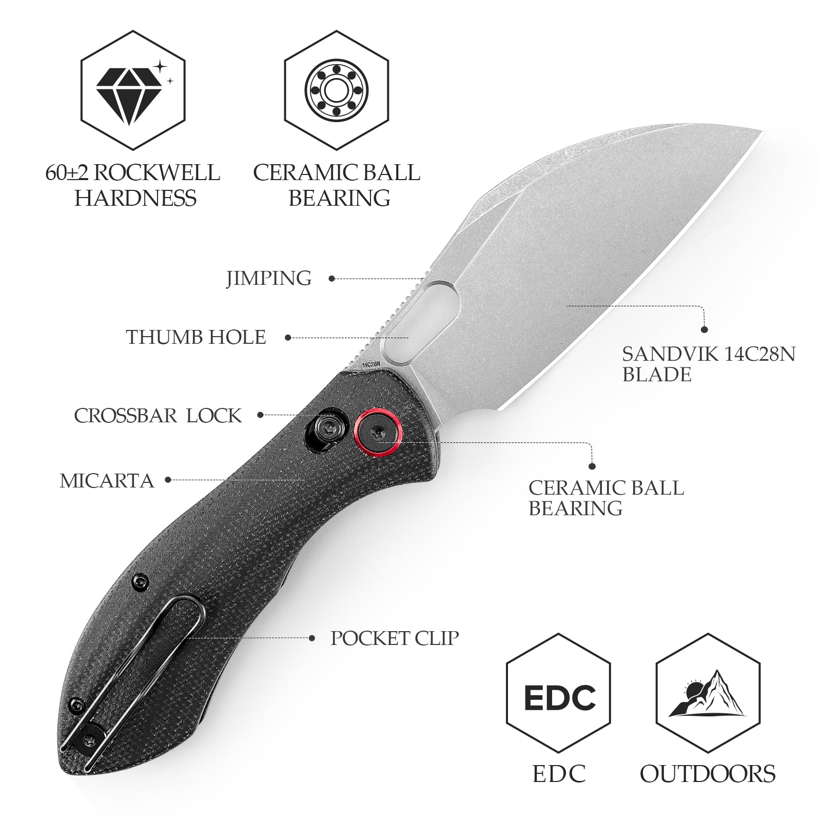Batwing-BM/L Crossbar Lock Folding Pocket Knife,3.4'' 14C28N Steel
