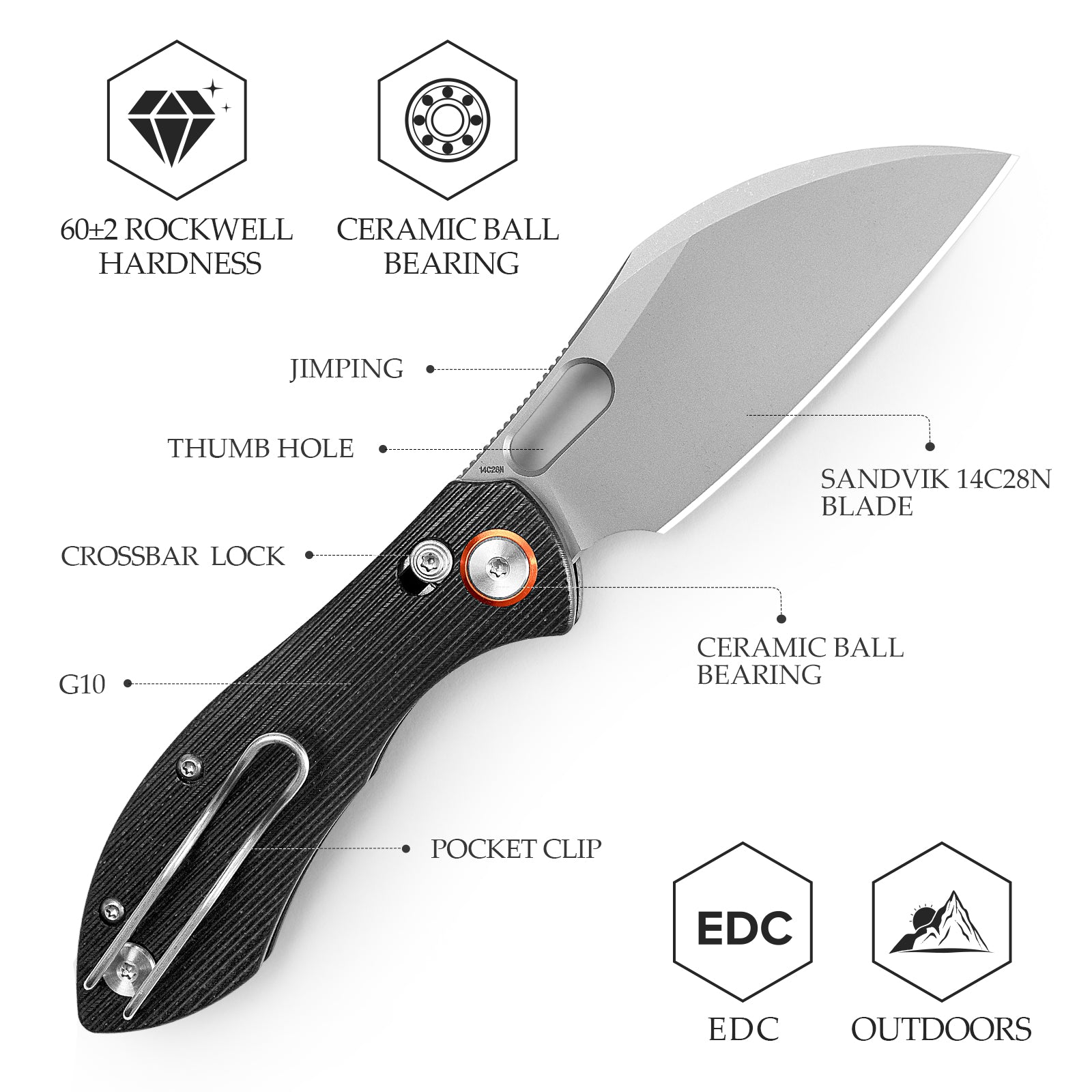 Batwing-BG Crossbar Lock Folding Pocket Knife,2.99'' 14C28N Steel