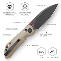 Hornet-04G Axis Lock EDC Canivete Dobrável, Lâmina de Aço 14C28N de 3,34", Cabo Micarta