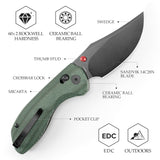 Hippo-GM Crossbar Lock EDC Folding Pocket Knife,3.4" 14C28N Steel Blade,Micarta Handle