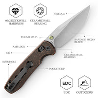 Butterfly-CU Crossbar Lock EDC Folding Pocket Knife,3.03'' 14C28N Steel Blade,Copper Handle