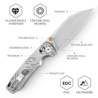 Firefly Ultra-ST Crossbar Lock EDC Folding Pocket Knife,2.99" Titanium Blade,Titanium Handle