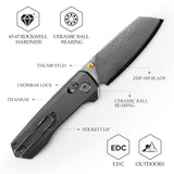 Scarab Ultra-BTD Crossbar Lock EDC Folding Pocket Knife,2.99" ZDP-189 Steel Blade,Titanium Handle