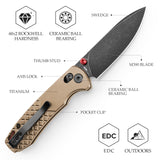 Dragonfly-Z Axis Lock EDC Folding Pocket Knife, 2.99'' M390 Steel Blade, Titanium Handle