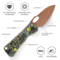 Andromeda Pro-GY Button Liner Lock EDC Folding Knfe,2.3" N690 Steel Blade,Fat Carbon Handle