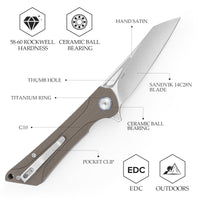 Monoceros-03D Liner Lock Pocket Folding Knfe,3.38" 14C28N Steel Blade,G10 Handle