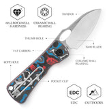Andromeda Pro-RL Button Liner Lock EDC Folding Knfe,2.3" N690 Steel Blade,Fat Carbon Handle