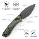 Koala Plus-GM Crossbar Lock EDC Folding Pocket Knife,2.99'' 14C28 Steel Blade, Micarta Handle