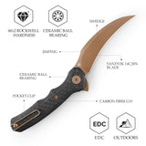 Lacerta-CG Liner Lock EDC Folding Pocket Knife 3.34'' 14C28N Steel Blade,Carbon fiber G10 Handle,Tiguass Design