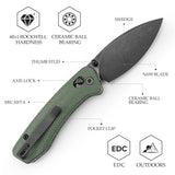 Koala-G Crossbar Lock EDC Folding Pocket Knife,2.56'' N690 Steel Blade, Micarta Handle, Green