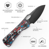 Andromeda-04B Liner Lock EDC Faca dobrável, lâmina de aço 2,04" 14C28N, cabo Micarta