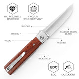 Dolphin-J Liner Lock  Folding Pocket Knife 3.37'' 14C28N Steel Blade,Wood Handle