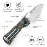 Andromeda Pro-PL Button Liner Lock EDC Folding Knfe,2.3" N690 Steel Blade,Fat Carbon Handle