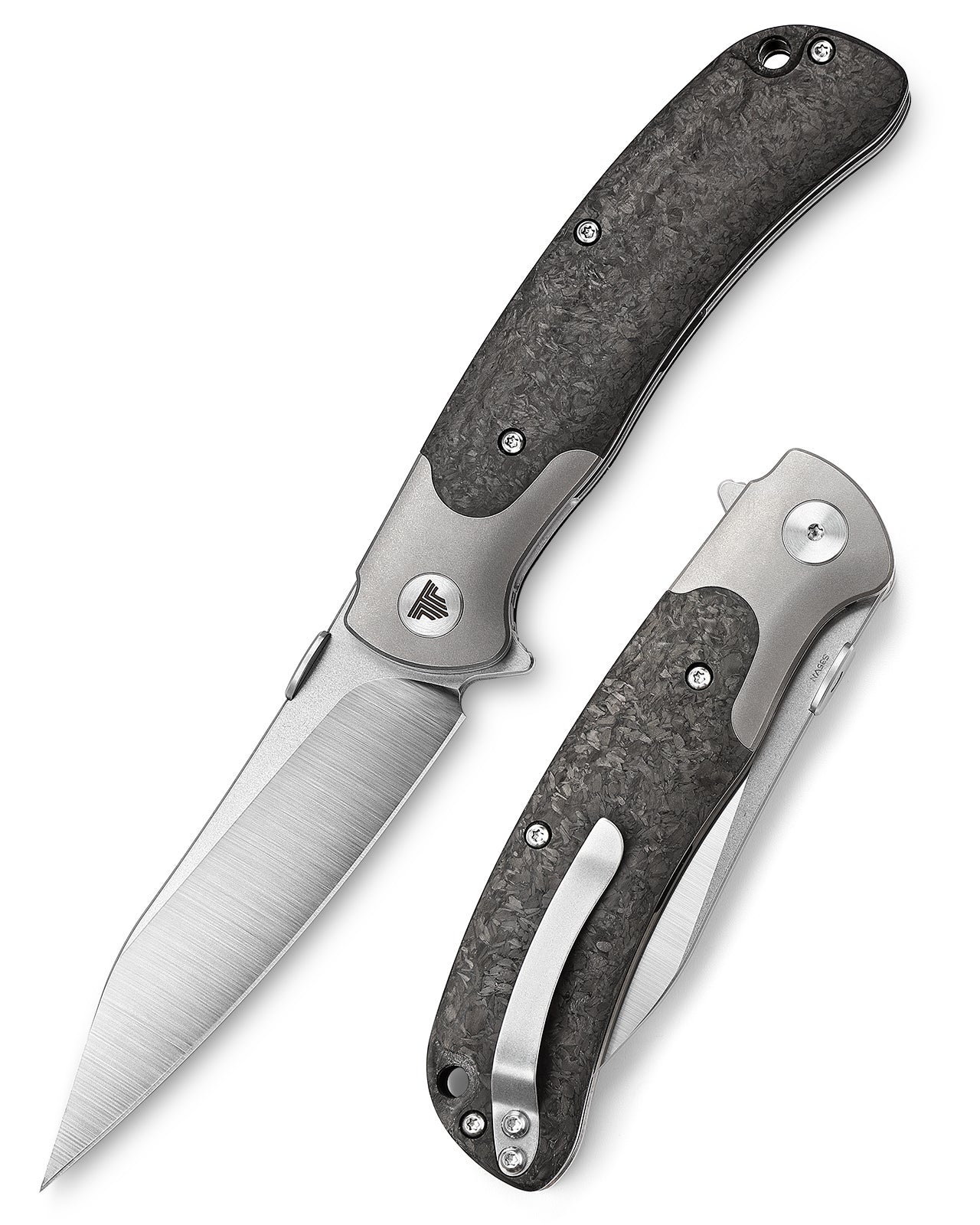 UMa-05 Ti Bolster and Thumb Stud,3.66" S35VN Steel,,Carbon Fiber Scales