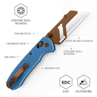 Puppy-LM Crossbar Lock EDC Folding Pocket Knife,2.62'' SK5 Steel Blade,Micarta Handle