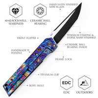 Cen-H Front Flipper,3.6" M390,Handmade Titanium Handle