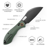 Batwing-GM Crossbar Lock Folding Pocket Knife,3.4'' 14C28N Steel Blade,Micarta Handle