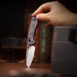 Sloth Ultra-PC Crossbar Lock EDC Folding Pocket Knfe,2.54" M390 Steel Blade, Copper Carbon Fiber Handle