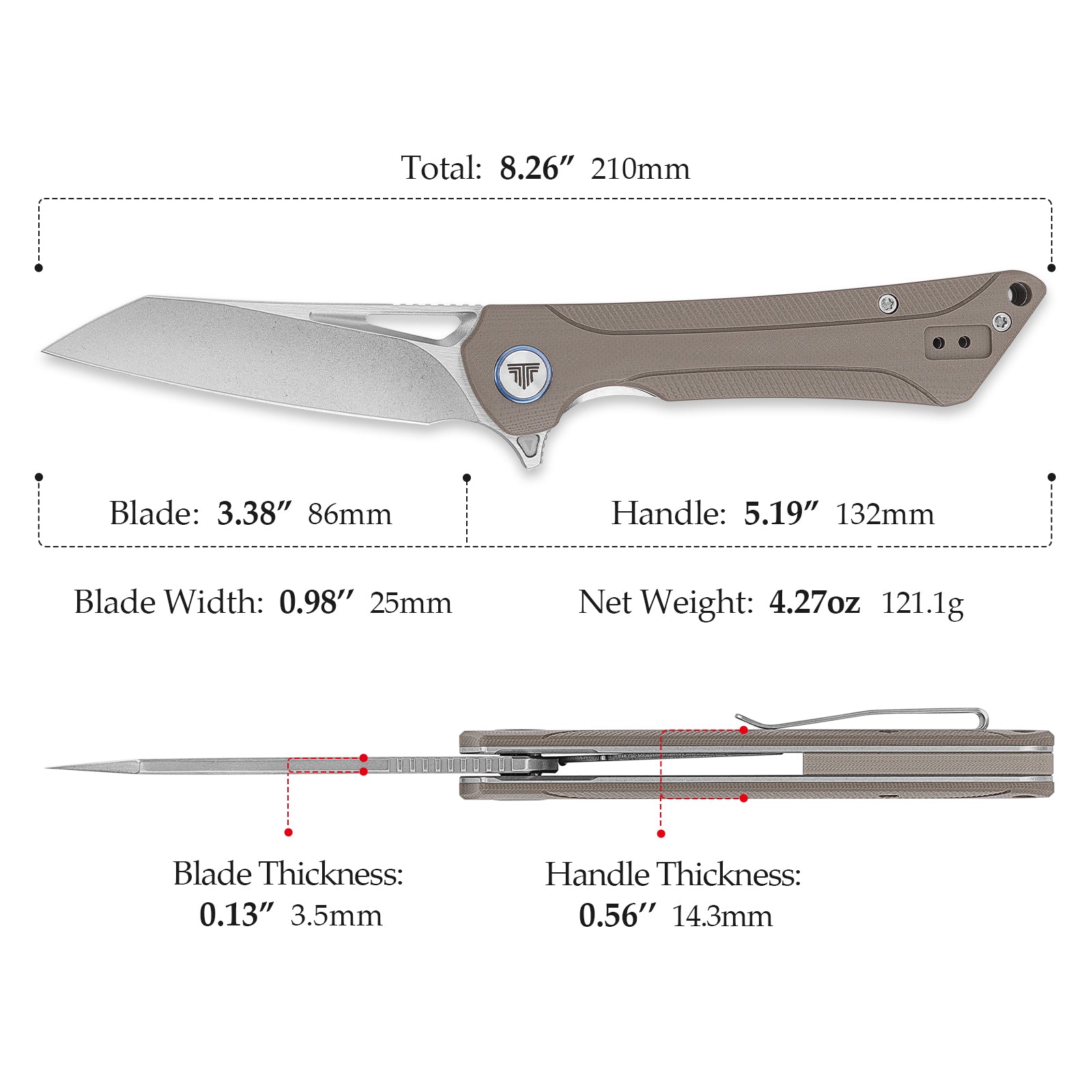 Monoceros-03D Liner Lock Pocket Folding Knfe,3.38" 14C28N Steel Blade,G10 Handle