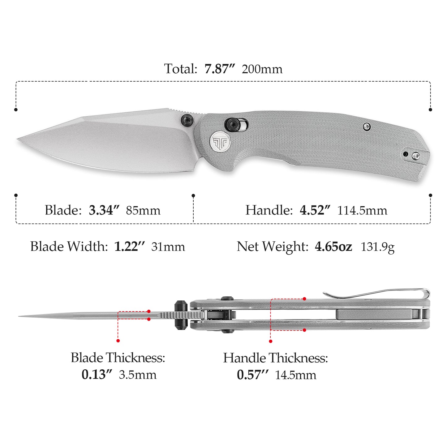 Hornet-03G Axis Lock EDC Canivete Dobrável, Lâmina de Aço 14C28N de 3,34", Cabo G10