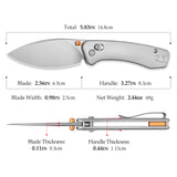 Koala Ultra-S Crossbar Lock EDC Folding Pocket Knife,2.56'' M390 Steel Blade, Titanium Handle