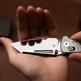 Skarn-M Crossbar Lock EDC Folding Pocket Knife,Mirror Finished 2.9'' M390 Steel Blade, Titanium Handle