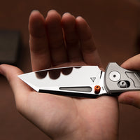 Skarn-M Crossbar Lock EDC Folding Pocket Knife,Mirror Finished 2.9'' M390 Steel Blade, Titanium Handle