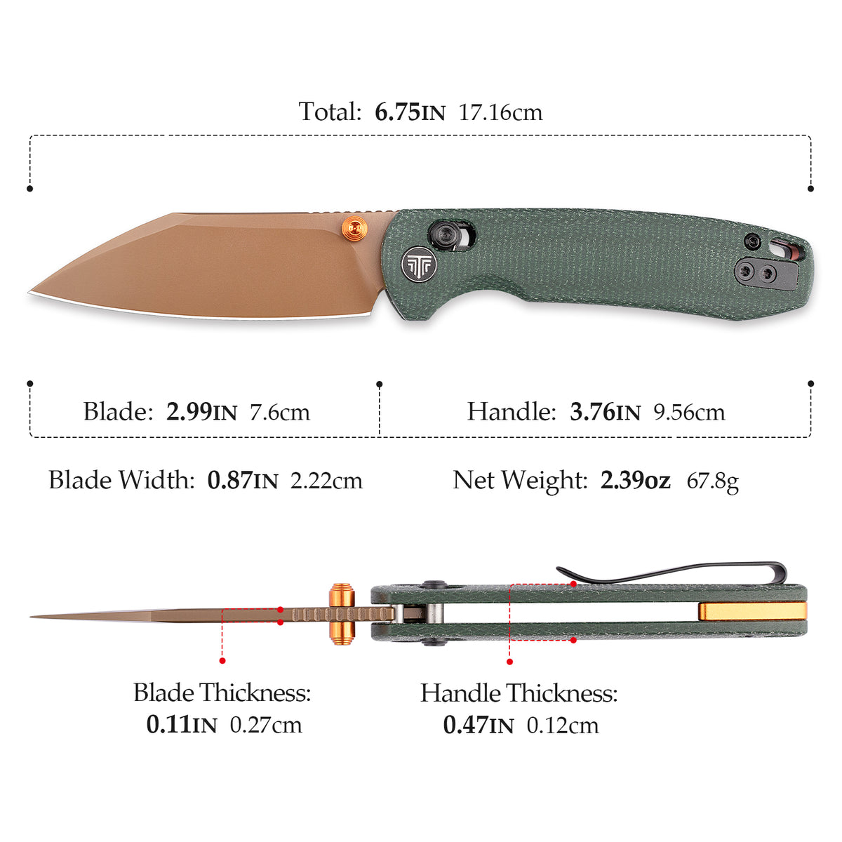 Firefly-GM Crossbar Lock EDC Folding Pocket Knife,2.99" 14C28N Steel Blade,Micarta Handle