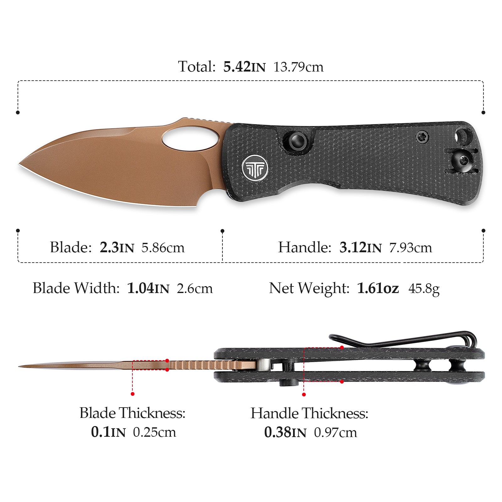 Andromeda-BM Button Liner Lock EDC Folding Knfe,2.3" 14C28N Steel Blade,Micarta Handle
