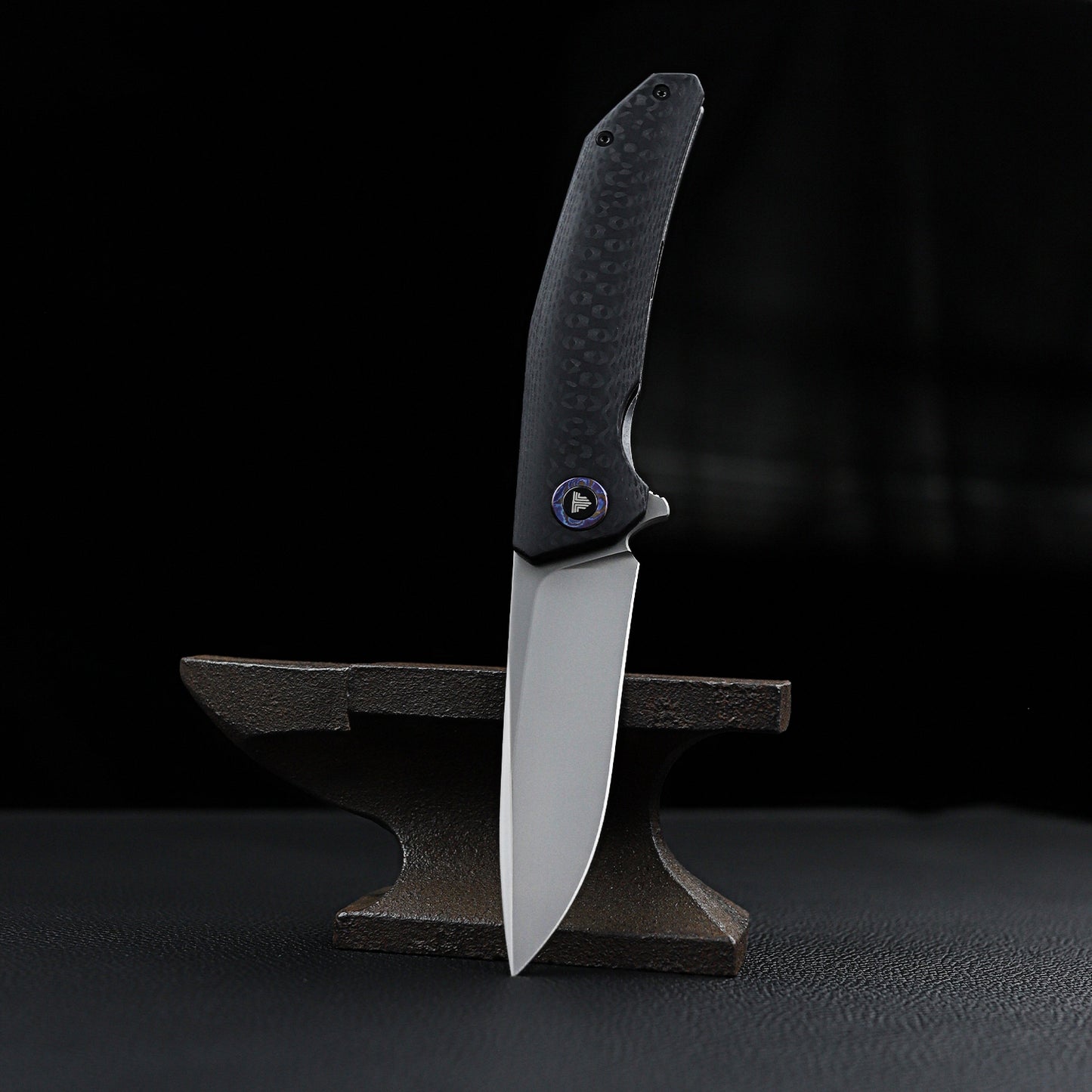 Phoenix-03B Liner Lock Pocket Folding Knfe,3.7'' S35VN Steel Blade,Timascus Pivot Ring,Carbon Fiber G10 Handle