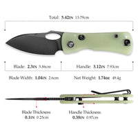 Andromeda-TG Button Liner Lock EDC Folding Knfe,2.3" 14C28N Steel Blade,G10 Handle