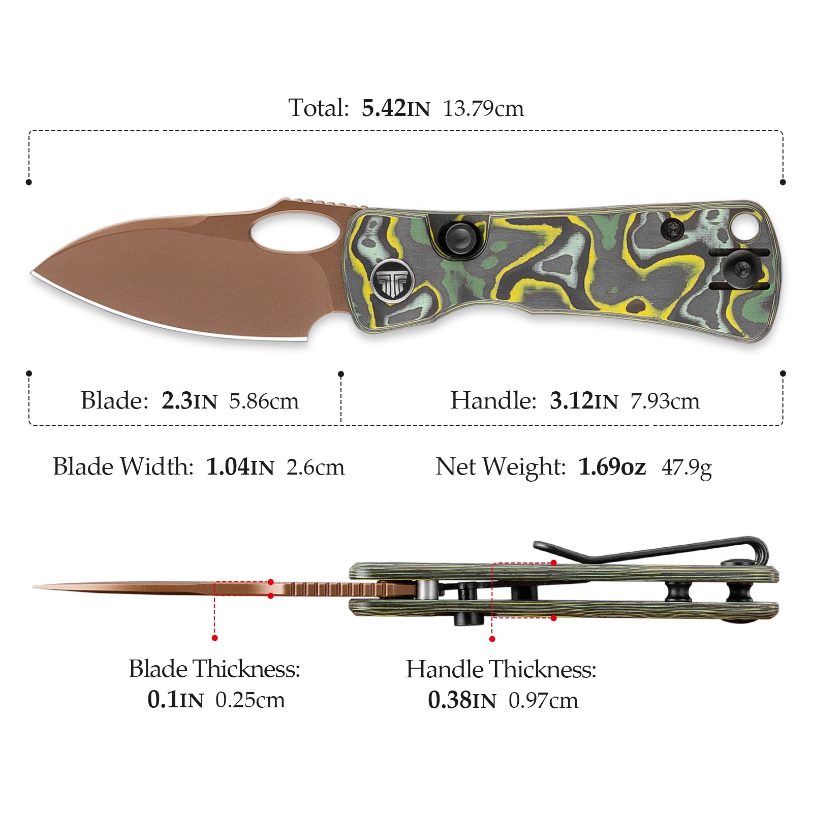 Andromeda Pro-GY Button Liner Lock EDC Folding Knfe,2.3" N690 Steel Blade,Fat Carbon Handle
