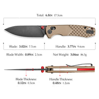 Dragonfly-Z Axis Lock EDC Folding Pocket Knife, 2.99'' M390 Steel Blade, Titanium Handle