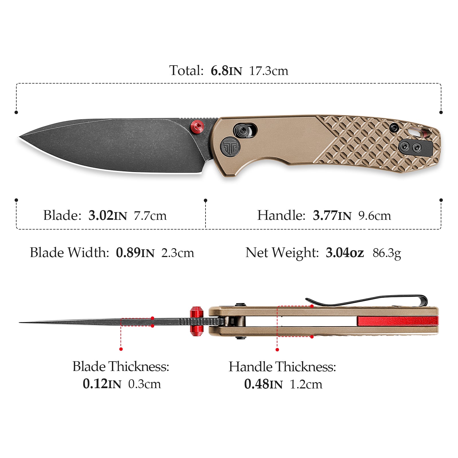 Dragonfly-Z Axis Lock EDC Folding Pocket Knife, 2.99'' M390 Steel Blade, Titanium Handle