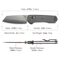 Складаний кишеньковий ніж Hornet-04G Axis Lock EDC, лезо 3,34 дюйма зі сталі 14C28N, ручка з мікарти