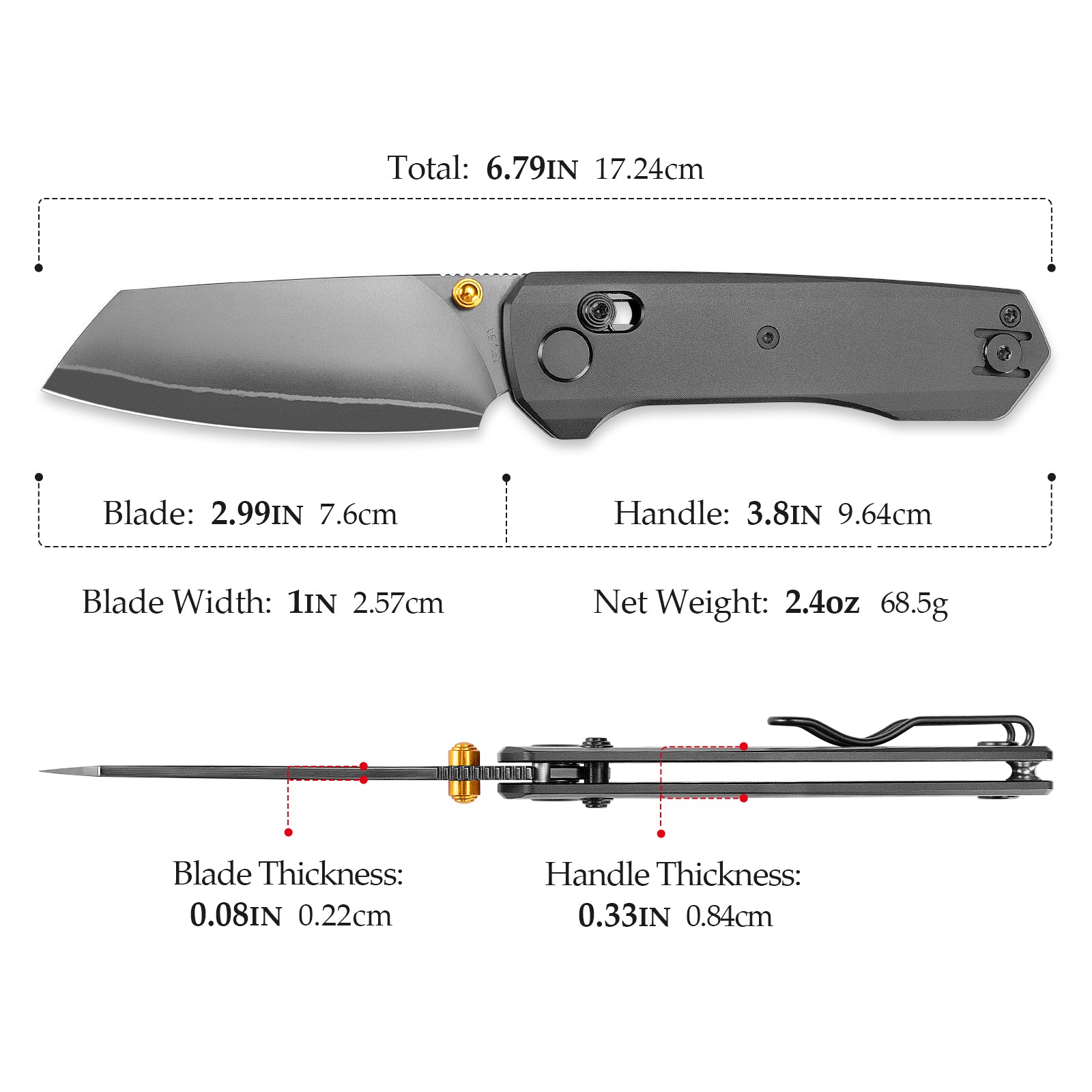 Складаний кишеньковий ніж Hornet-04G Axis Lock EDC, лезо 3,34 дюйма зі сталі 14C28N, ручка з мікарти