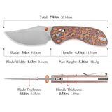 Hippo-RLYM Crossbar Lock EDC Folding Pocket Knife,3.4" 14C28N Steel Blade,Micarta Handle