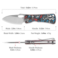 Andromeda Pro-RL Button Liner Lock EDC Folding Knfe,2.3" N690 Steel Blade,Fat Carbon Handle