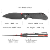 Складаний кишеньковий ніж Hornet-04G Axis Lock EDC, лезо 3,34 дюйма зі сталі 14C28N, ручка з мікарти