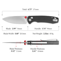 Dragonfly-B Axis Lock EDC Folding Pocket Knife,2.99'' 14C28N Steel Blade,G10 Handle