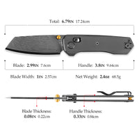 Scarab Ultra-BTD Crossbar Lock EDC Folding Pocket Knife,2.99" ZDP-189 Steel Blade,Titanium Handle