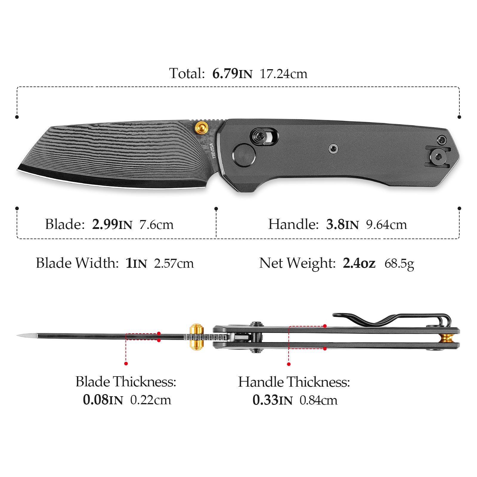 Scarab Ultra-BTD Crossbar Lock EDC Folding Pocket Knife,2.99" ZDP-189 Steel Blade,Titanium Handle