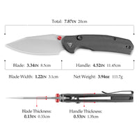 Hornet Pro-BM Button Line Lock EDC Folding Pocket Knife,3.34" 14C28N Steel Blade,Micarta Handle