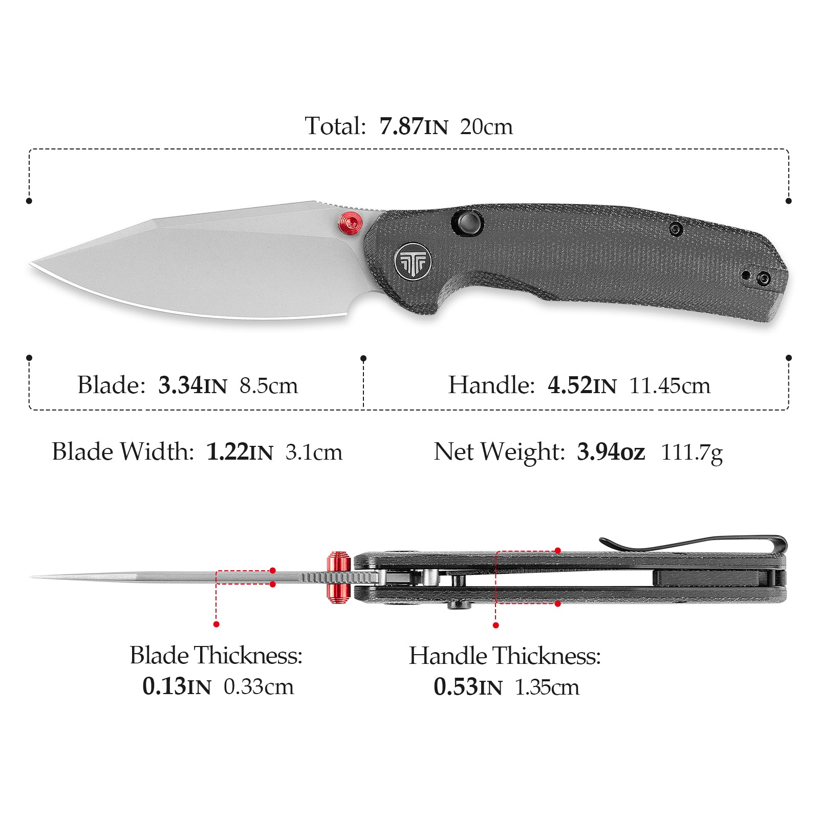 Hornet Pro-BM Button Line Lock EDC Folding Pocket Knife,3.34" 14C28N Steel Blade,Micarta Handle