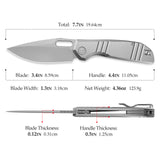 Gecko-S Liner Lock Folding Pocket Knife,3.4'' M390 Steel Blade,Titanium Handle