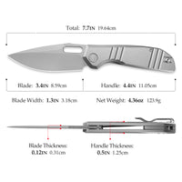 Gecko-S Liner Lock Folding Pocket Knife,3.4'' M390 Steel Blade,Titanium Handle